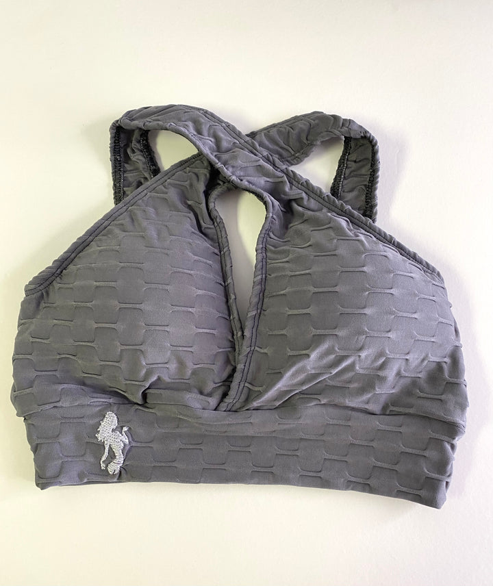 NEW *The Shoulder Cross Over Sports Bra- Brazilian Crunch fabric