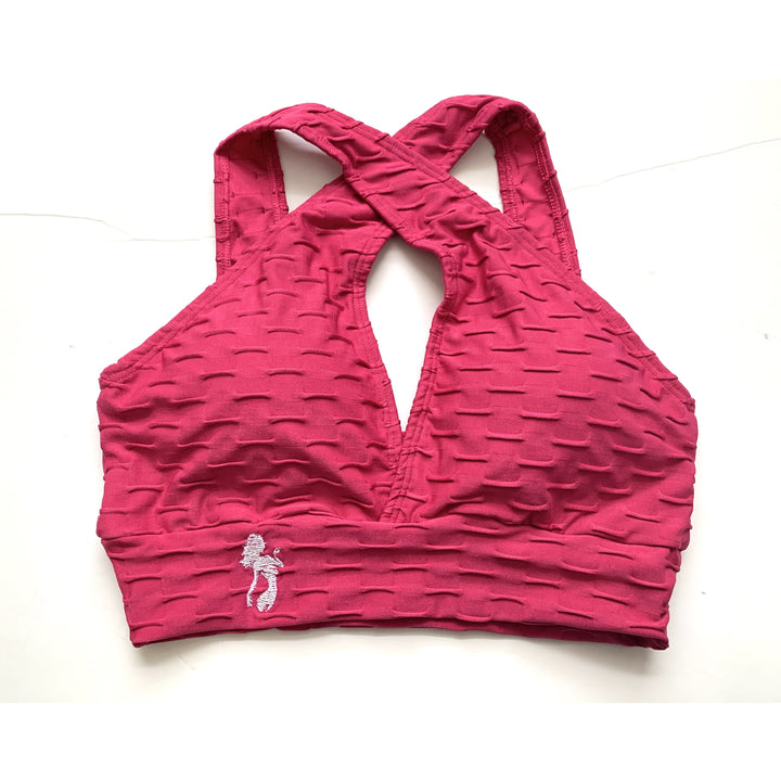 NEW *The Shoulder Cross Over Sports Bra- Brazilian Crunch fabric